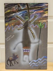 Vintage 1985 CRAIG ROBERTSON „Amazon Stick Man“ 3D Oil Painting on Canvas 20×13