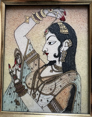 Gem Stone Painting Made With Crushed Real Gems Set Of 2 Paintings Unique INDIA