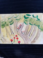 Whispers Along the Forest Road Original Watercolor & Ink on Paper By JJ Mammoth