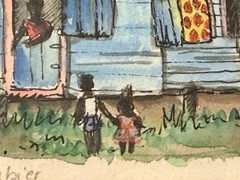 RARE Vintage ORIGINAL 1980s M Bouvet Mini SIGNED Caribbean Creole Cottage FRAMED