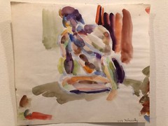 A Young Man Sitting 7 3/4″ x 8 3/4″ Watercolor -Israel Louis Winarsky-1959