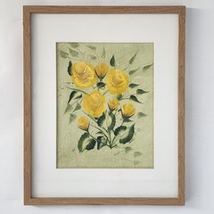 Oil Painting Yellow Roses Floral Still Life Signed Noel 2007 Framed Art 16×20