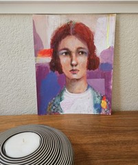 Original Painting Art Abstract Face Expressionist Woman Portrait 14×11