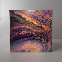 Original Abstract Acrylic Fluid Art Painting 12″x12″ Signed Canvas Modern ART