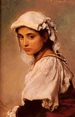Wonderful art Oil ludwig knaus – a portrait of a tyrolean girl &　ｗｈｉｔｅ　ｓｃａｒｆ　ａｒｔ