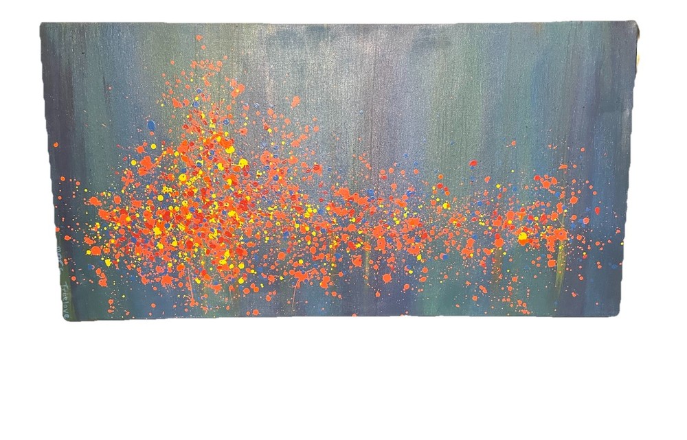 Vintage Abstract Expressionist Painting Canvas MCM Art By Marc Truelove 1985