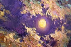Original Oil Painting Moonlight Night Landscape Lake Art Canvas by A Onipchenko