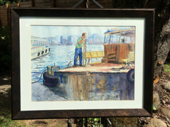 Original Tug Boat Watercolor by: LAURA HOPPER. Colorful-Detailed-Excellent.