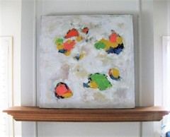 Abstract Painting Modern Canvas Wall Art 30 x 30″ White Contemporary Art OOAK