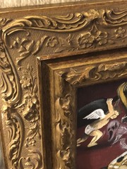 🔥Original Renaissance Cherubs Vintage Tattoo Machine Painting With Ornate Frame