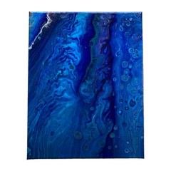 Abstract Fluid Pour Painting Blue Acrylic 11″ x 14″ Home Decor Wall Art