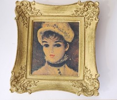 VTG Huldah Cherry Jeffe 1950s Framed Art Portrait Woman MCM Hollywood Regency Fr