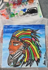 Original Painting „Colorful Indian“ 40X40 Acrylic on Canvas By Liron Dahan