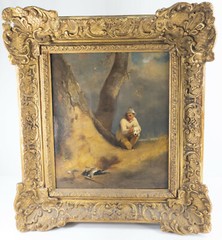 Antique British Genre Painting Boy with his Dog William Collins RA Gold Frame