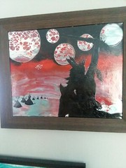 Native warrior Original Acrylic Painting Framed Signed. 16×22