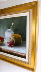 DILYA SCHAUER OIL PAINTING ON WOOD SIGNED STILL LIFE BODEGON COLOMBIAN ARTIST