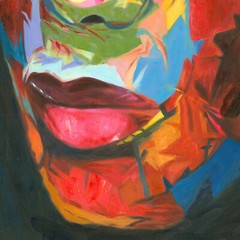47W“x35H“ COUPLE FRANCOISE NIELLY-Style STRETCHED ORIGINAL OIL PAINT ON CANVAS