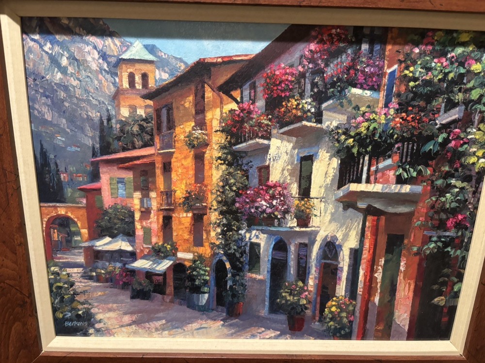🎨 Howard Behrens “Village Hideaway” Signed Hand-Embellished Canvas Masterpiece