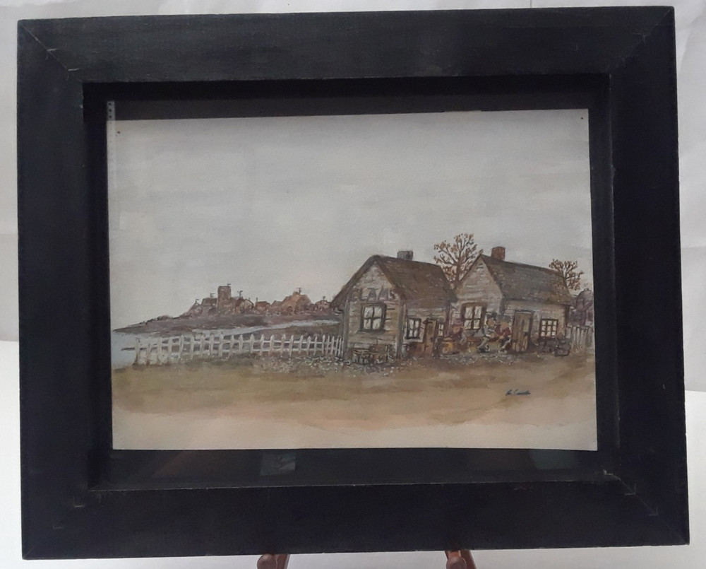 Original Acrylic Art Painting Eastern Seacoast Sign H. Crooks Framed under Glass