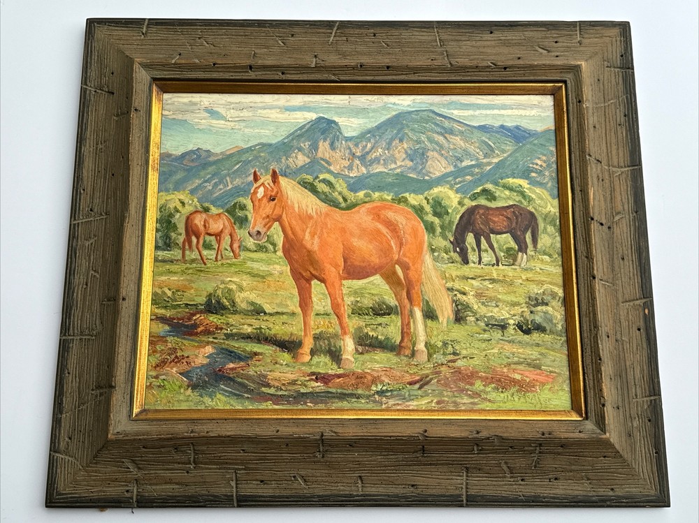 Lla MCAFEE PAINTING SUMMER PASTURE TAOS NEW MEXICO HORSE LANDSCAPE FAMOUS