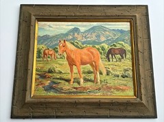 Lla MCAFEE PAINTING SUMMER PASTURE TAOS NEW MEXICO HORSE LANDSCAPE FAMOUS