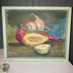 Original 8×10 Vintage Mid Century Modern Still Life Fruit Still Life Painting