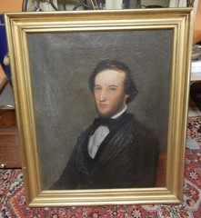 Antique 19th Century Gentleman Portrait Original Oil Painting Canvas Framed Art