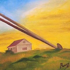 Finished Paint By Number Windmill Sunset Oil Painting Dutch Landscape Framed PBN