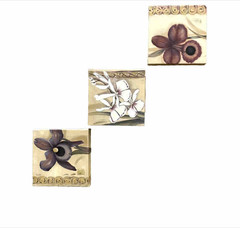 Botanical Floral Canvas Wall Art Set of 3 Flower Prints Farmhouse Floral 7 x7″