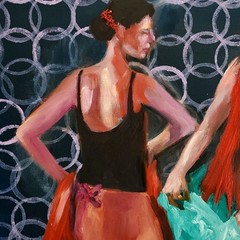 YARY DLUHOS Flamenco Dancers Spain Women Girls Figures Original Art Oil Painting