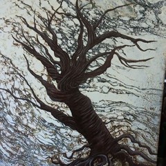 Abstract Tree Landscape Painting on Canvas/Panel Wall Art, Nature Theme