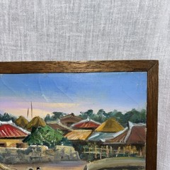 S. Higa Okinawa Japan oil painting boats at dock & landscape scene Asian Art