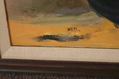 Vintage Bouquet of Flowers Still Life Oil Painting On Canvas Signed Meri