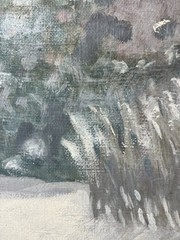 Signed Oil: Bird On A Branch In The Snow Winter Landscape 60 X 73 Cm