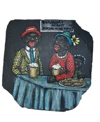 2 Vtg Hand Painted Roof Slate Art New Orleans signed Otela N.O.L.A.