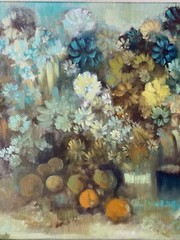 David Edwards VTG 1970’s Floral Fruit Still life Impressionism Abstract Painting