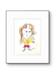Original Abstract Expressionism 9×12 Funny Woman Hand drawn Paper Signed Art 24