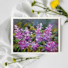 ACEO Original Oil Painting Lilac14 Mini Art Impasto 2.5×3.5in Signed OS