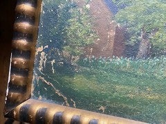 ::OIL PAINTING VIEW OF LÖWITZ °TO FIX UP FIELDS BARN MONOGRAM FRAME
