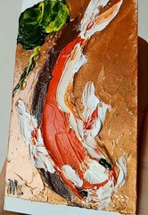 Japanese Koi Fish ACEO Painting Pond Carp Original Miniature Art