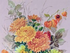 Robert Laessig Original Watercolor Painting „Autumn Bouquet“ with COA