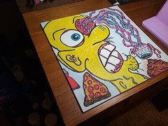 Original Painting Eyes On The Prize Pizza Glue Ocular Injury Feces Lowbrow Toons