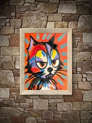 Felix the Cat Painting 11×14 Original Pop Art Cartoon Colorful Portrait