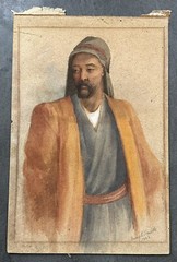 1886 Watercolor Painting of Middle Eastern Portrait of a Man Signed Guay L Smith
