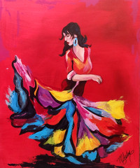 Flamenco Dancer Painting 16×20 Original Colorful Spanish Wall Art