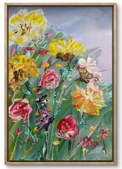 Flowers Impasto Original Art 14X11 Paper Abstract Colorful Hand Painted