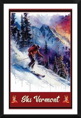 Ski Vermont Skiing Travel Poster Prints Canvas or Framed Winter Sport