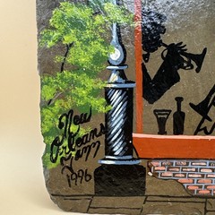 Vintage Laiche Hand Painted Slate New Orleans Jazz Art Bourbon Street 1996