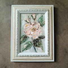 Original Oil Painting Tender Pink Rose Floral Art Signed Framed Art 6×4 in