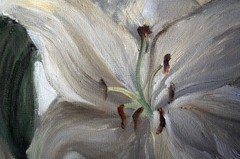 Lily flowers, oil painting